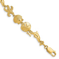 14k Polished Seashore Theme 7.25 inch Bracelet, 7.25 x 12 mm