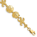 14k Polished Seashell Theme 7.25 inch Bracelet, 7.25 x 12 mm
