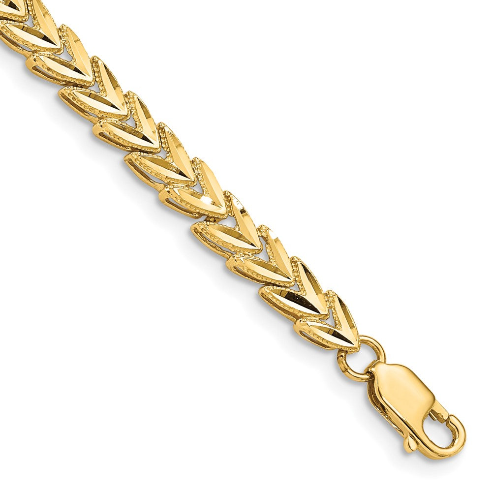 14K Polished 5mm Diamond-cut 7 inch Bracelet, 7 x 5 mm