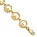 14K Diamond-cut Claddagh Circle Link 7 inch Bracelet, 7 x 10 mm