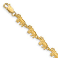 14K Satin Diamond-cut Elephant 7 inch Bracelet, 7 x 6.5 mm