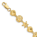 14K Diamond-cut Sea Life 7 inch Bracelet, 7 x 8.8 mm