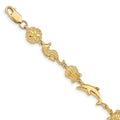 14K Polished Sea Life 7 inch Bracelet, 7 x 13 mm