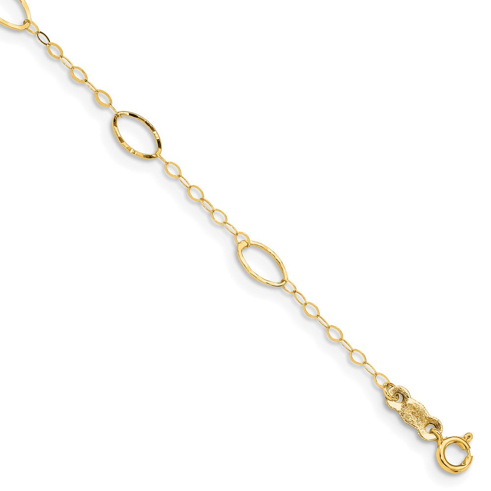 14k Oval Design Diamond-cut 7.25 inch Bracelet, 7.25 x 4 mm