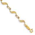 14k Diamond-cut Wavy Link 7.5 inch Bracelet, 7.5 x 5 mm