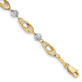 14K Two-tone Oval Links with Diamond-cut Beads 7.25 inch Bracelet, 7.25 x 5 mm