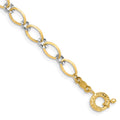 14K Two-tone Oval and Diamond-cut Circle 7.25 inch Bracelet, 7.25 x 5 mm