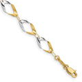 14K and White Rhodium Oval Link 7 inch Bracelet, 7 x 7 mm