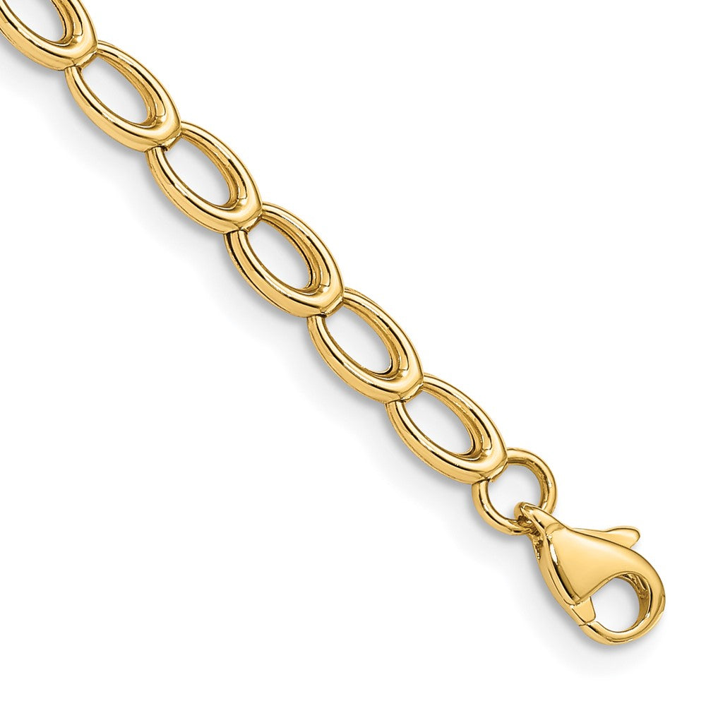 14K Polished Oval Open Link 7.5 inch Bracelet, 7.5 x 4 mm