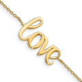 14K Polished LOVE Script 7 inch Bracelet, 7 x 13 mm