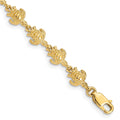 14K Polished and Textured Turtle 7 inch Bracelet, 7 x 7 mm