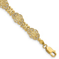 14K Polished and Textured Fancy Floral Link 7.5 inch Bracelet, 7.5 x 8.6 mm