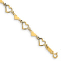 14k Diamond-cut Open and Polished Hearts 7.5 inch Bracelet, 7.5 x 6 mm