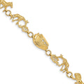 14k Polished and Textured Noahs Ark 7 inch Bracelet, 7 x 9.5 mm