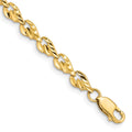 14k Polished 4.75mm Diamond-cut Leaf 7 inch Bracelet, 7 x 4.75 mm