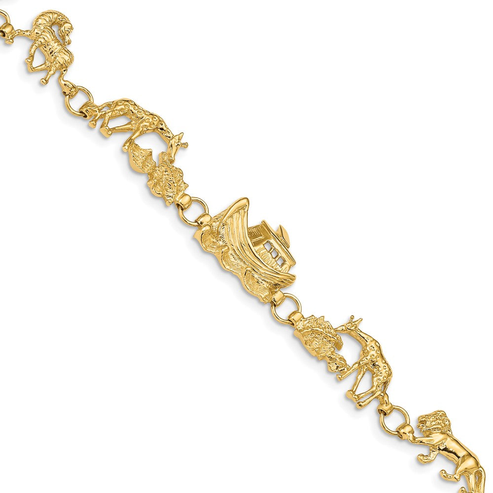 14k Polished Noahs Ark 7 inch Bracelet, 7 x 11 mm