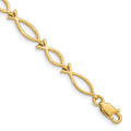 14k 5mm Religious Ichthus (Fish) 7 inch Bracelet, 7 x 5 mm
