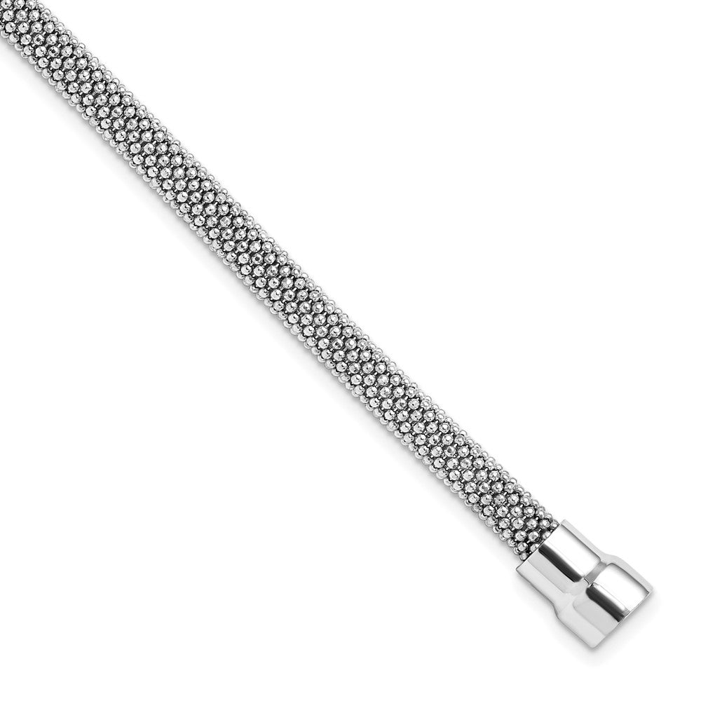 Sterling Silver Rhodium-plated Magnetic Bracelet, 7.5 mm