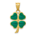 14k Enameled Four Leaf Clover Pendant, 25 x 15 mm
