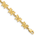 14k Satin and Polished Butterfly 7 inch Bracelet, 7 x 7 mm