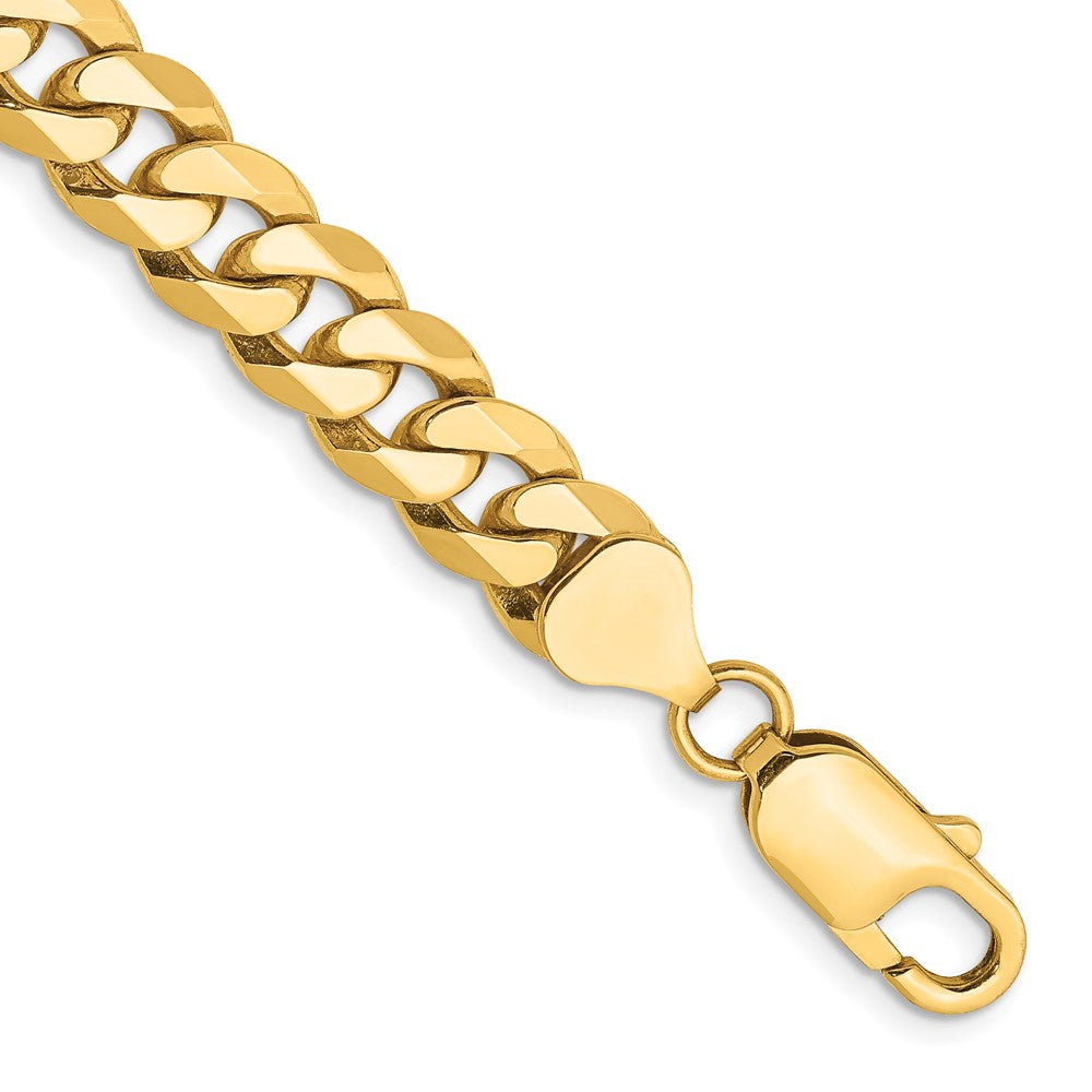 14K 8 inch 8mm Flat Beveled Curb with Lobster Clasp Bracelet, 8 x 8 mm