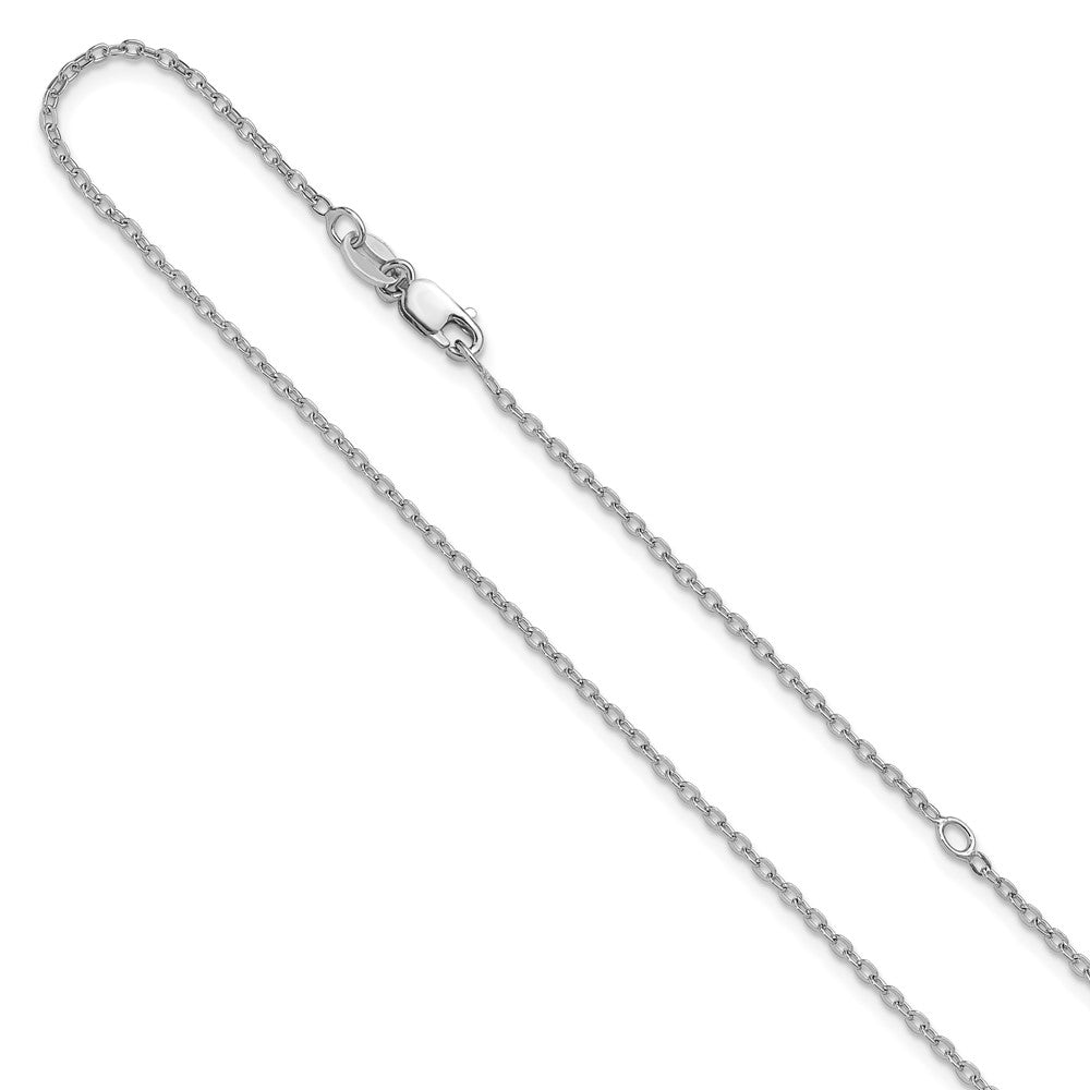 Sterling Silver RH-plated 1.2mm Cable 16in w/2in ext. Chain, 18 x 1 mm