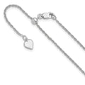 Sterling Silver RH-plated Adjustable 1.35mm Loose Rope Chain, 22 x 1.35 mm