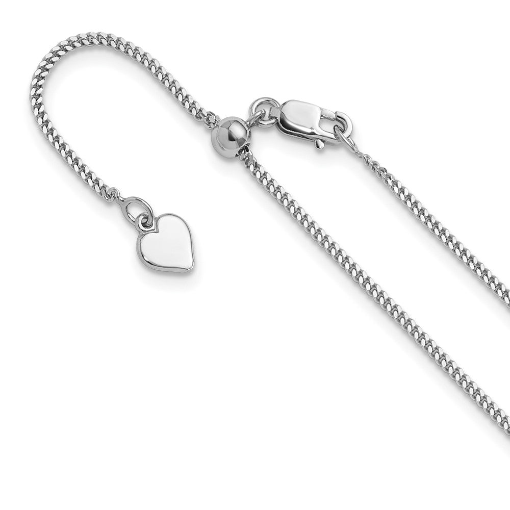 Sterling Silver RH-plated Adjustable 1.4mm Curb Chain, 22 x 1.4 mm