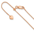 Sterling Silver Rose Gold-plated Adjustable .95mm Box Chain, 22 x 0.95 mm