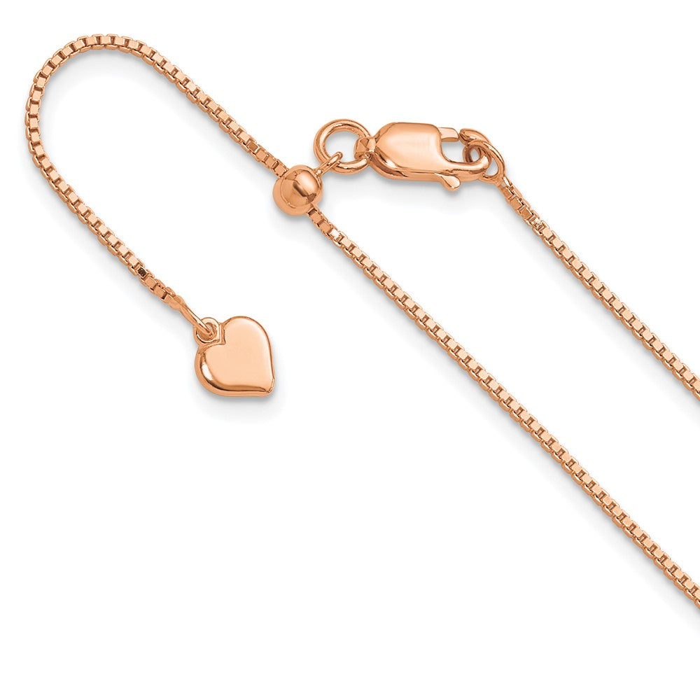 Sterling Silver Rose Gold-plated Adjustable .95mm Box Chain, 22 x 0.95 mm