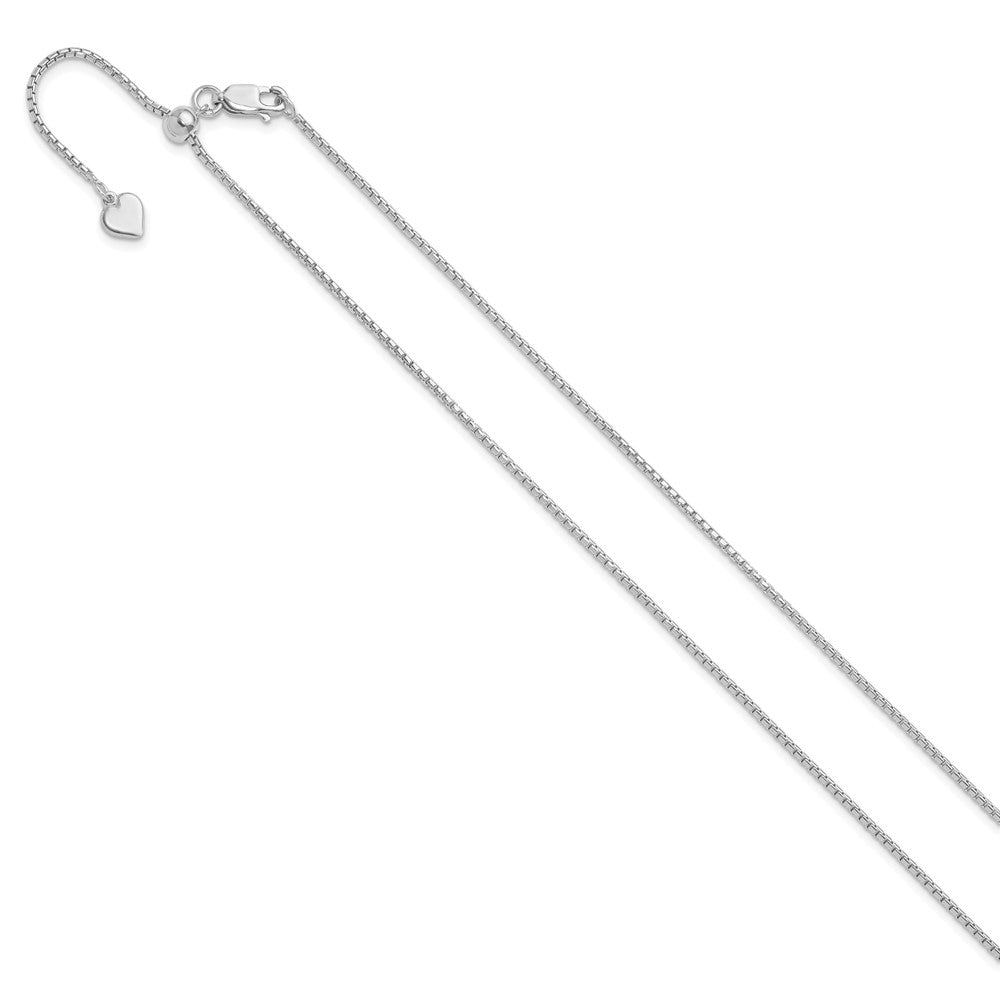 Sterling Silver RH-plated Adjustable 1.25mm Round Box Chain, 22 x 1.25 mm