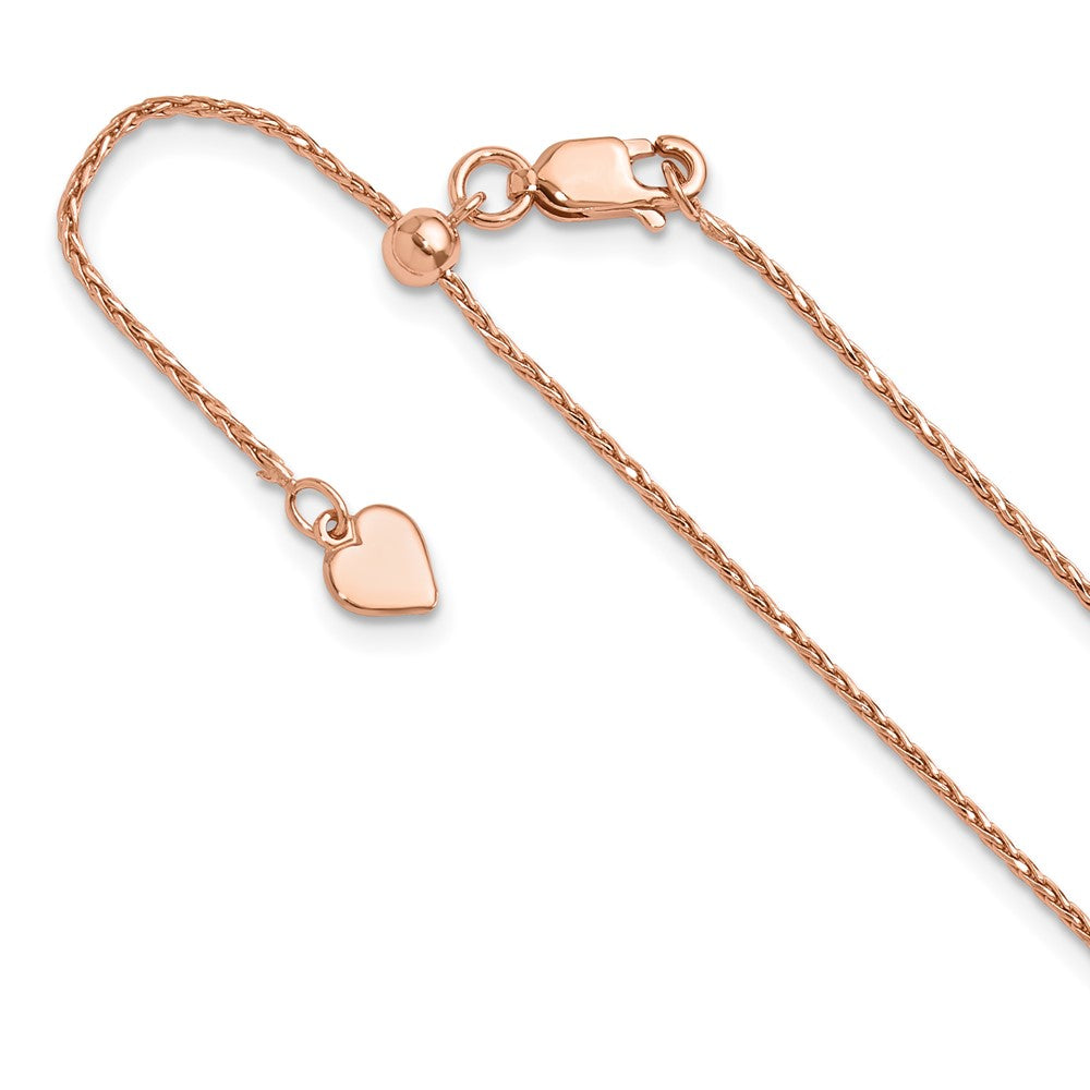 Sterling Silver Rose Gold-plated Adjustable 1.1mm D/C Spiga Chain, 22 x 1.1 mm