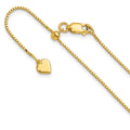 Sterling Silver Gold-plated Adjustable .95mm Box Chain, 22 x 0.95 mm
