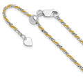 Sterling Silver w/Gold-tone Adjustable 2mm Cyclone Chain, 22 x 2 mm