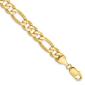 14K 8 inch 8.75mm Flat Figaro with Lobster Clasp Bracelet, 8 x 8.75 mm