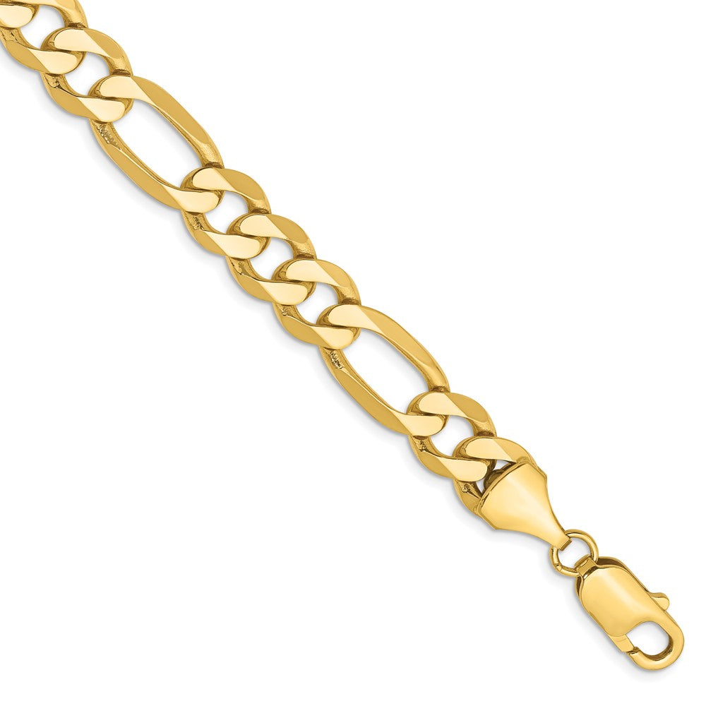 14K 8 inch 8.75mm Flat Figaro with Lobster Clasp Bracelet, 8 x 8.75 mm