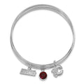 NHL Calgary Flames Silver-tone Crystal 3 pc Charm Bangle Set, 7 x 3 mm