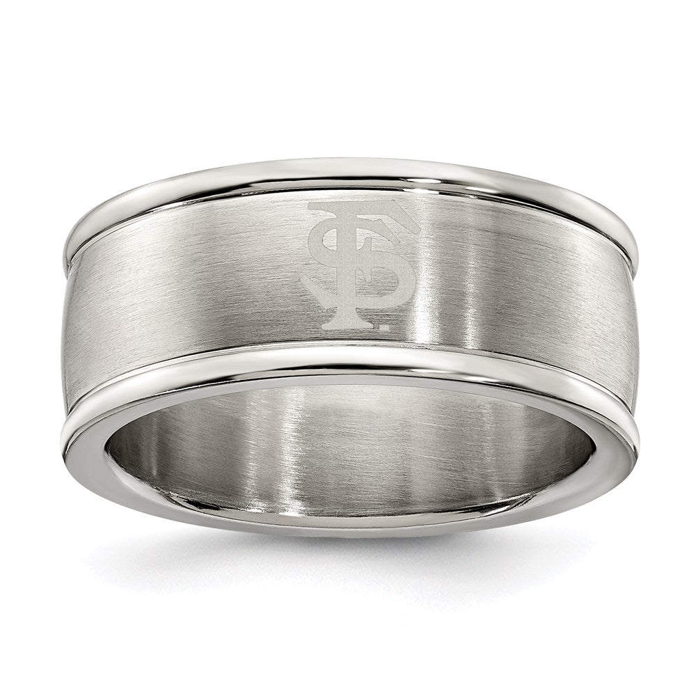 FLORIDA STATE UNIV STAINLESS STEEL LOGO BAND RING SIZE 7, 0.7 x 0.3 mm