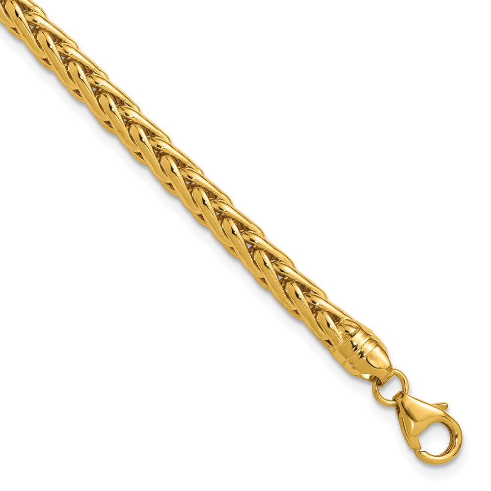 14k Polished 5.00mm Fancy Wheat Chain 8.5 inch Bracelet, 8.5 x 5 mm