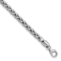 14k White Gold Polished 5.00mm Fancy Wheat Chain 8.5 inch Bracelet, 8.25 x 5 mm