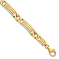 14k Polished 7mm Fancy Curb Link and Bars 8.5 inch Bracelet, 8.5 x 7 mm