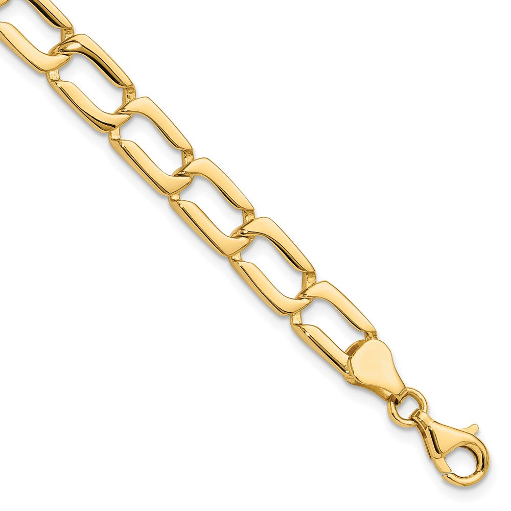 14k Polished 9mm Fancy Rectangular Curb Link 8.5 inch Bracelet, 8.5 x 9 mm