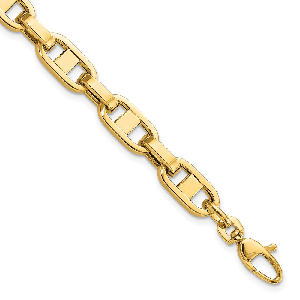 14k Polished 6mm Fancy Anchor Cable Link 8.5 inch Bracelet, 8.5 x 6 mm