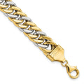 14k Two-tone 10.4mm Fancy Curb Link 8 inch Bracelet, 8 x 10.4 mm