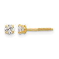 14k Madi K 3mm Round White Zircon Birthstone Screwback Post Earrings, 6 x 6 mm