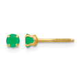 14k Madi K 3mm Round Emerald Birthstone Screwback Post Earrings, 0.26 ct, 3 x 3 mm