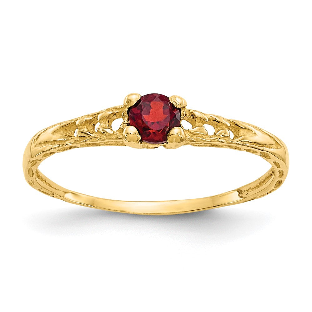 14k Madi K 3mm Garnet Birthstone Size 3 Baby / Childrens Ring, 0.13 ct