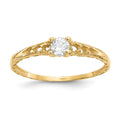 14k Madi K 3mm White Topaz Birthstone Size 3 Baby / Childrens Ring, 0.15 ct