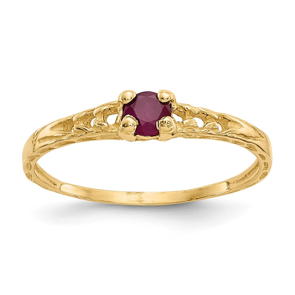 14k Madi K 3mm Ruby Birthstone Size 3 Baby / Childrens Ring, 0.17 ct