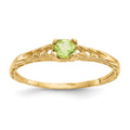 14k Madi K 3mm Peridot Birthstone Size 3 Baby / Childrens Ring, 0.12 ct